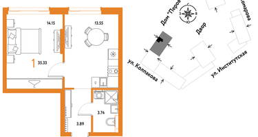 1-к. квартира, 35&nbsp;м²