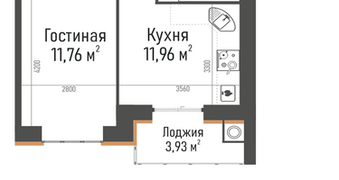 1-к. квартира, 38 м²