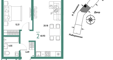 2-к. квартира, 40&nbsp;м²