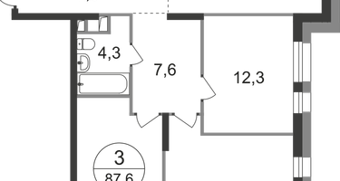 3-к. квартира, 87 м²