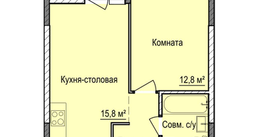 1-к. квартира, 38&nbsp;м²
