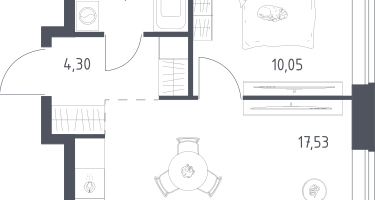 1-к. квартира, 36&nbsp;м²