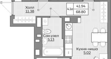 4-к. квартира, 68&nbsp;м²