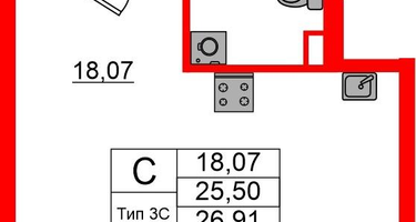Студия, 25&nbsp;м²