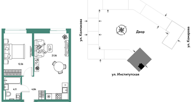 Студия, 43 м²