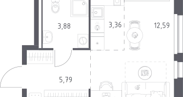 Студия, 25&nbsp;м²