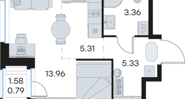 Студия, 28&nbsp;м²