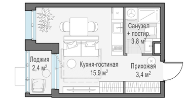 Студия, 24&nbsp;м²