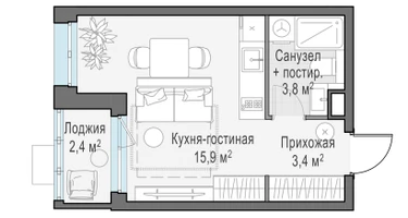 Студия, 24&nbsp;м²