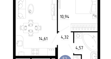 1-к. квартира, 37&nbsp;м²