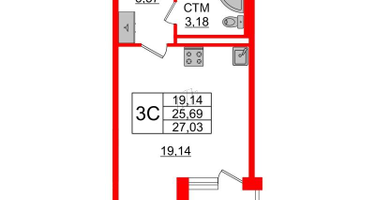 Студия, 25&nbsp;м²