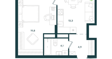 1-к. квартира, 42&nbsp;м²