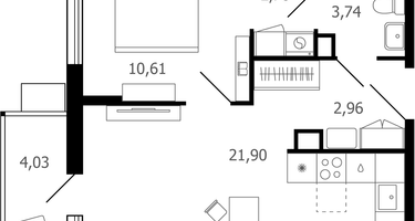 2-к. квартира, 43&nbsp;м²