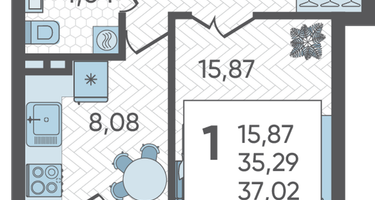 1-к. квартира, 37 м²