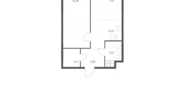 1-комнатная квартира, 42&nbsp;м²