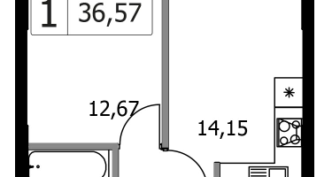 1-к. квартира, 36 м²
