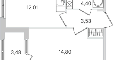 1-к. квартира, 36&nbsp;м²