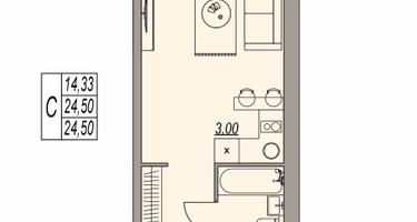 Студия, 24&nbsp;м²