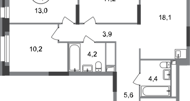 3-к. квартира, 75 м²