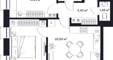 2-к. квартира, 60&nbsp;м²