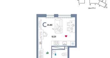 Студия, 24&nbsp;м²