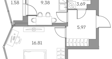 1-к. квартира, 37&nbsp;м²