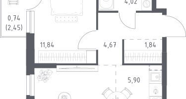 Студия, 39&nbsp;м²