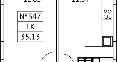 1-к. квартира, 35&nbsp;м²