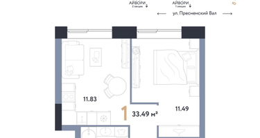 1-к. квартира, 33&nbsp;м²
