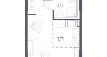 Студия, 21&nbsp;м²