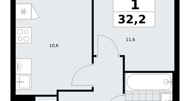 1-к. квартира, 32 м²