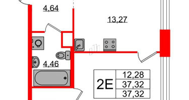 1-к. квартира, 37&nbsp;м²
