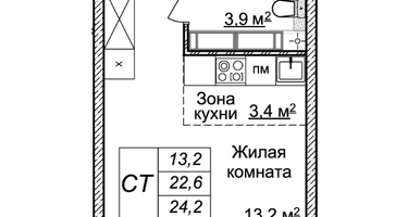 Студия, 24&nbsp;м²