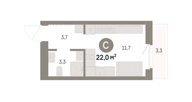 Студия, 21 м²