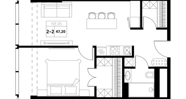 2-к. квартира, 47&nbsp;м²