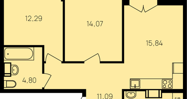 2-к. квартира, 65&nbsp;м²