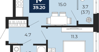 1-к. квартира, 39&nbsp;м²