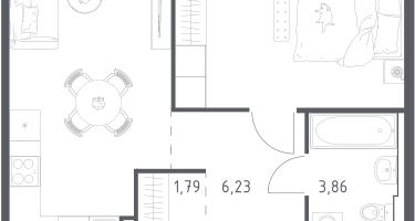 1-к. квартира, 44&nbsp;м²