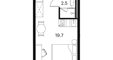 1-к. квартира, 22&nbsp;м²