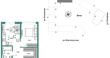 Студия, 36 м²