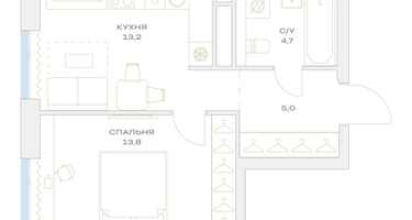 1-к. квартира, 37&nbsp;м²