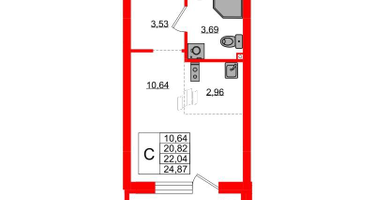 Студия, 22&nbsp;м²