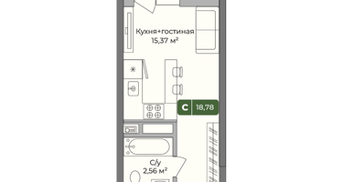 Студия, 18&nbsp;м²
