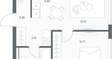 1-к. квартира, 42&nbsp;м²