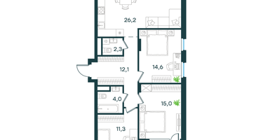 3-к. квартира, 87 м²