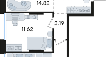 2-к. квартира, 54 м²