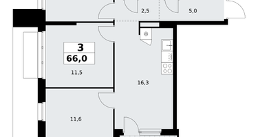 3-к. квартира, 66&nbsp;м²