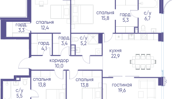 1-к. квартира, 43&nbsp;м²