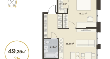 1-к. квартира, 49&nbsp;м²