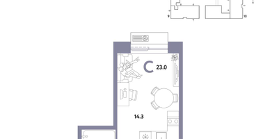 1-к. квартира, 23 м²